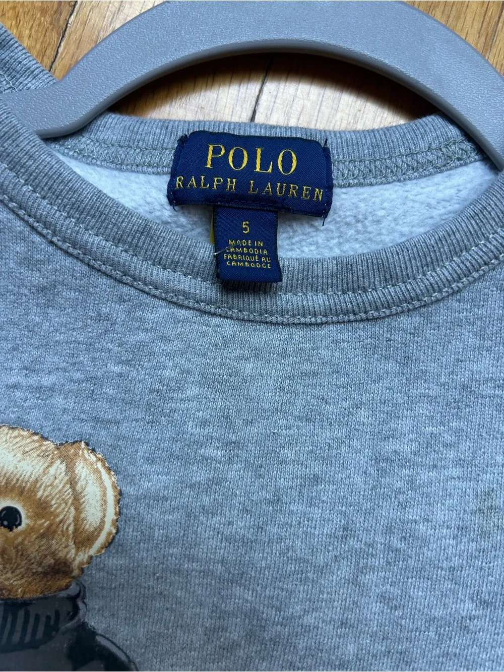 Polo by Ralph Lauren Boys' Light Heather Gray Bear Graphic Crewneck Sweatshirt